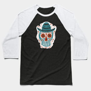 Hand Drawn Sombrero Skull Baseball T-Shirt